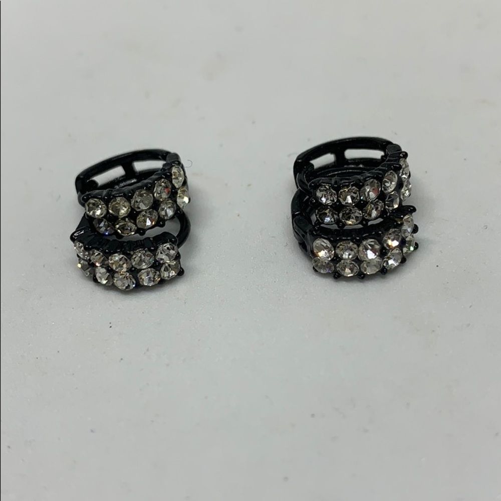 Black Cz Mini Hoop Earrings